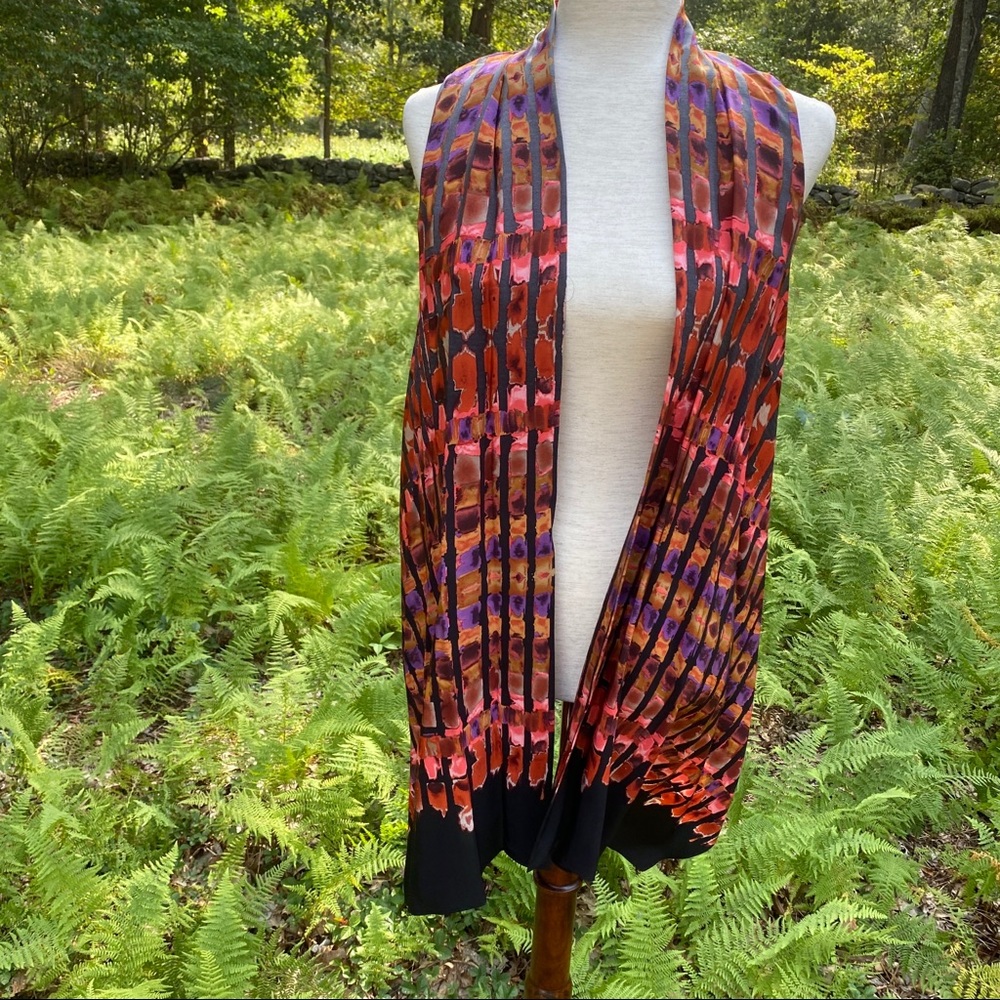 W BY WORTH VEST JACKET COAT BLACK ASYMMETRICAL BLACK RED MULTICOLOR SILK Size XS
